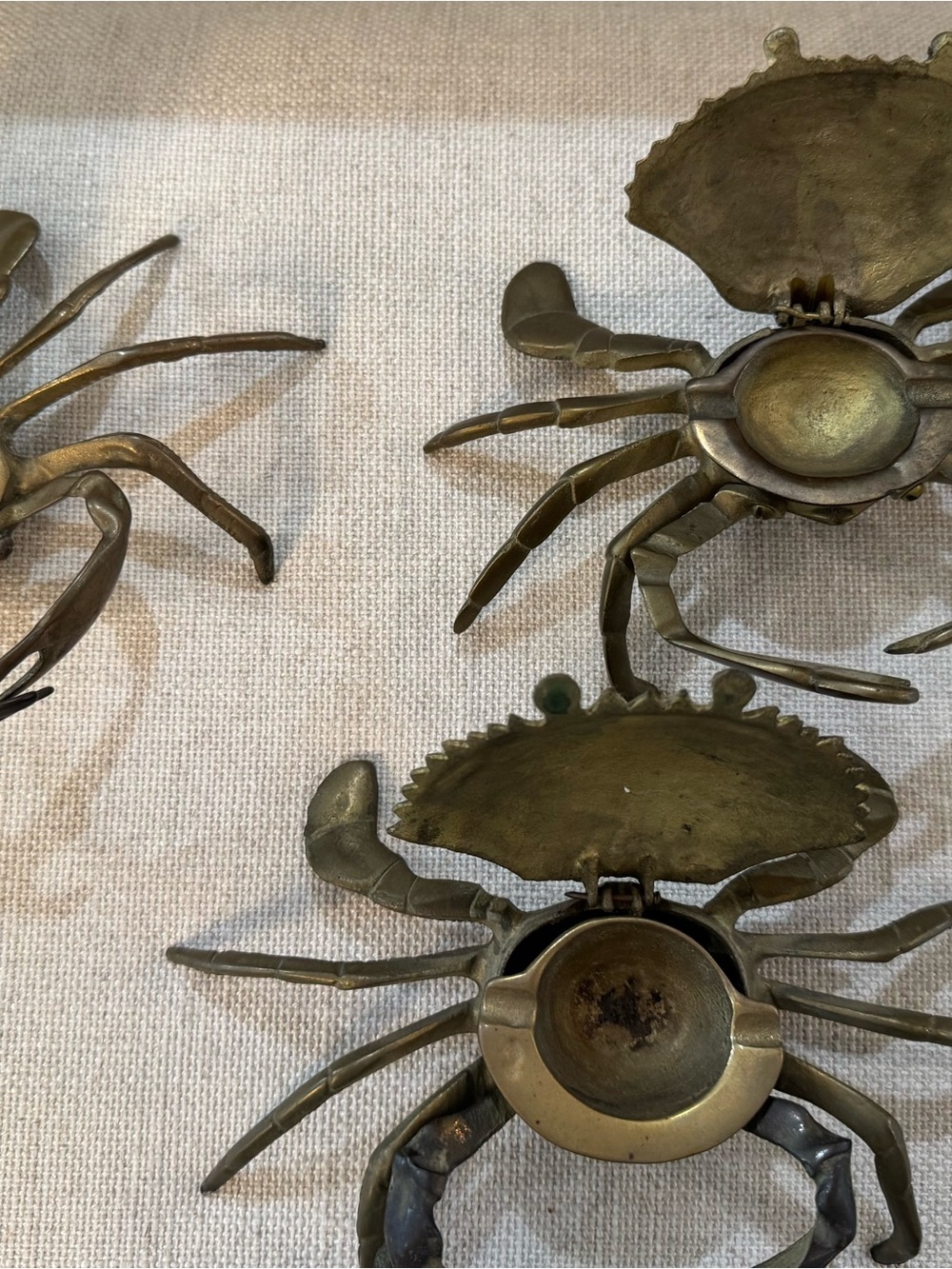 3 Bronze Crab Ash Trays Sculpture Figure 7x3 1/2” - Picture 2 of 11